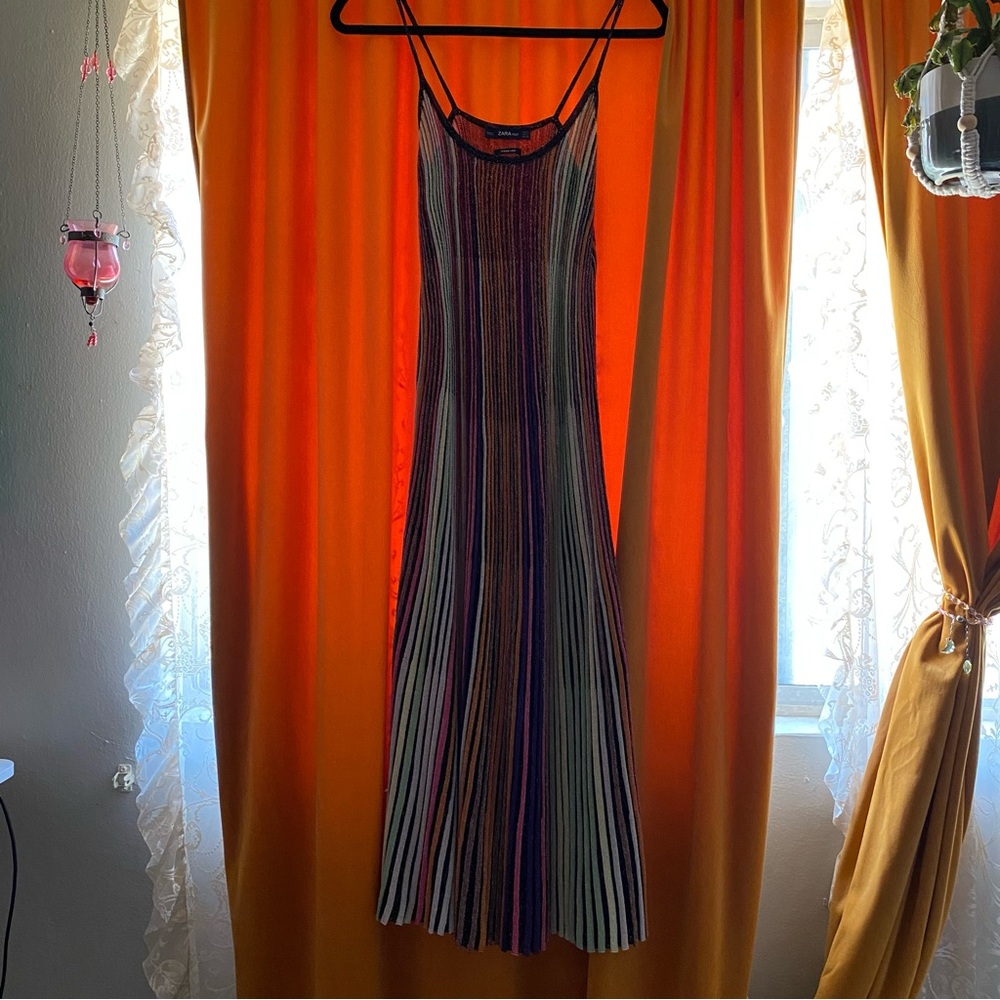 Zara Multicolor Striped Maxi Dress